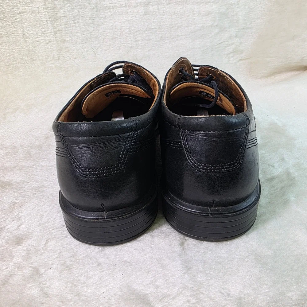 ECCO Oxford Dress Shoes Black Leather Square Toe Bicycle Toe Mens 46 12 12.5